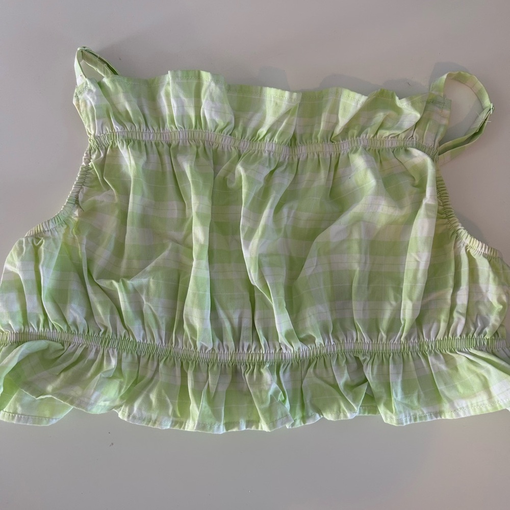 Green Plaid Sleeveless Top